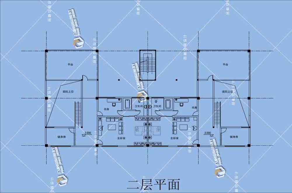 鄉(xiāng)村整體改造現(xiàn)代別墅二層平面.jpg