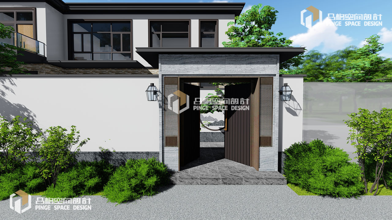 新中式别墅设计,精致小院,两层别墅-品格空间设计