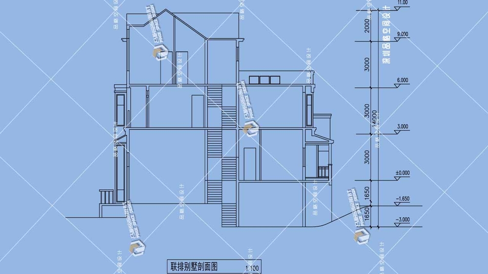 現(xiàn)代別墅群剖面圖.jpg